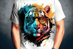 TShirt design tiger wearing small sunglasses
